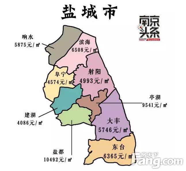 9月江苏省13市房价地图 看看苏南苏北差多少钱