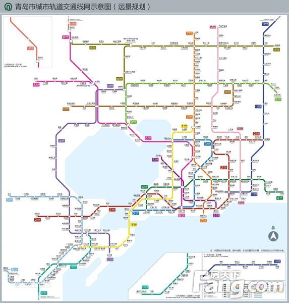远景规划涉及16条线,先来看看青岛地铁线路的远景规划,这个比较全