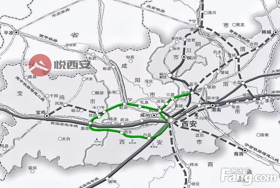 本次开工的四条城际铁路（绿线）