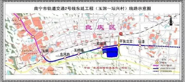 南宁地铁2号线东延线东风路站率先开挖看看地铁2号线东延线途径哪儿