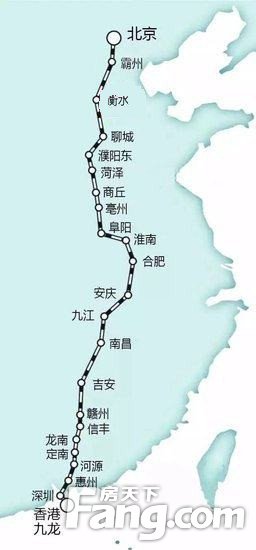 高铁大动脉——北起北京,南至香港九龙,跨越北京,河北,山东