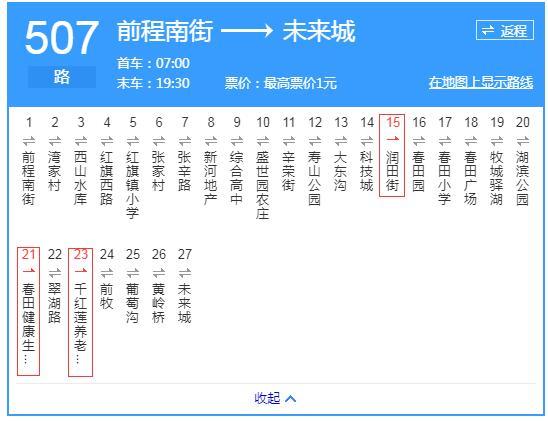 507路新增设3处车站 中海和春田3盘出行便利
