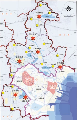 外围区县发展策略示意图 新城集聚 多点布局