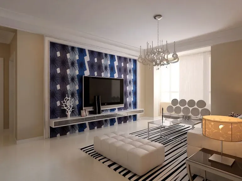 92平两居室客厅装修效果图欣赏暖色系客厅装