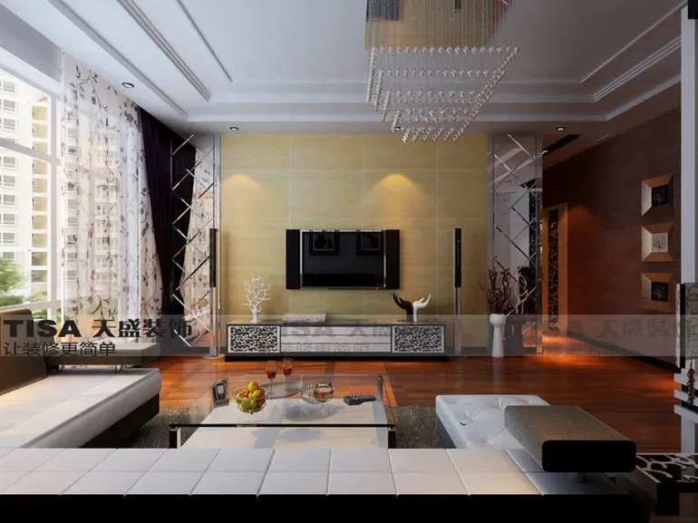 小叠级吊顶增加视觉高度 阳光邑上三居装修效果图-家居快讯-北京搜房装修家居网