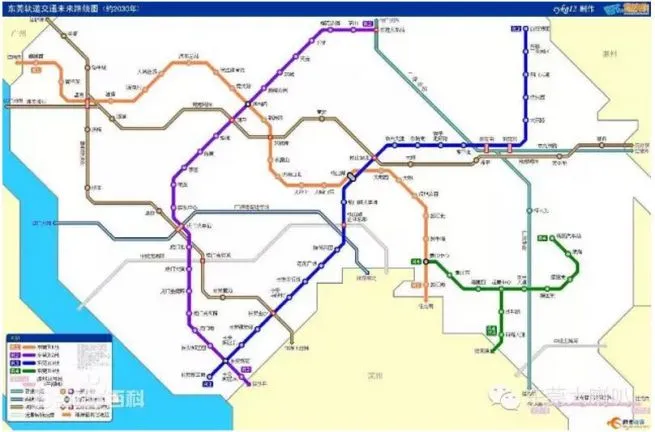 网友制作的东莞轨道交通规划图(2030年)