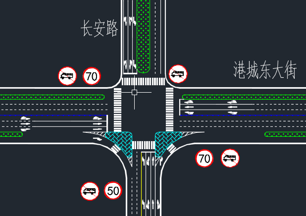 港城东大街与长安路交叉路口优化方案出炉