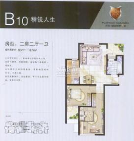 大华铂金华府户型图b10户型图 2室2厅1卫