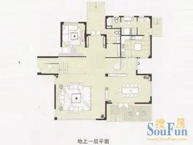 阳光花城别墅户型图双拼ie户型 地上二层 1室3厅1卫