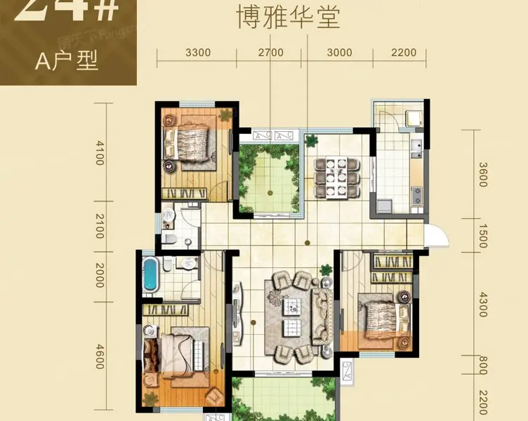融侨城户型二期24号楼a户型(已售罄) 3室2厅2卫1厨