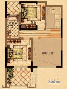 保利东湾排屋户型图四期9号楼c户型loft二层 2室1厅1卫1厨