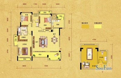 中建芙蓉和苑f-4户型 3室2厅2卫1厨