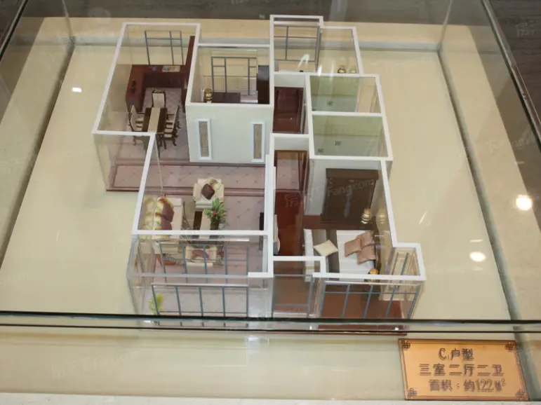 c1户型三室两厅两卫122平米整体模型