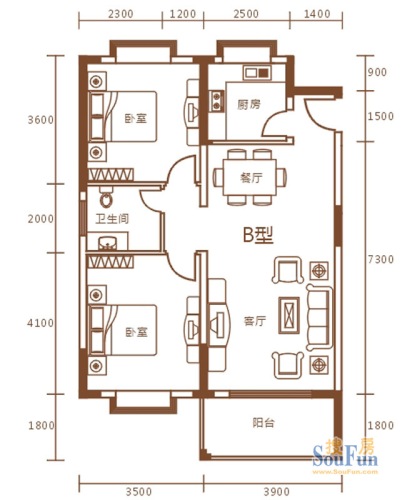 盛世华庭户型图b栋b户型图; 户型图;; 盛世华庭盛世华庭b栋b户型图2室