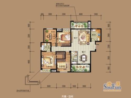 建发汇金国际户型图3号栋a12户型3室2厅1卫