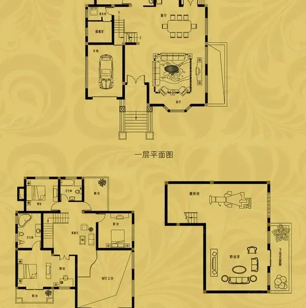 西郊庄园户型w2户型 4室3厅3卫