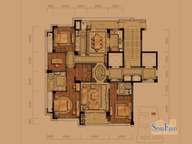 赛丽绿城慧园e户型图 4室2厅3卫1厨