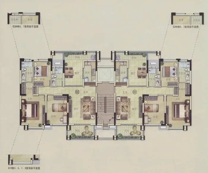 万科府前一号户型b9,b10栋平层图