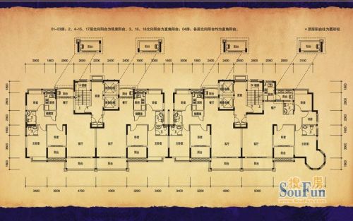 联泰香域滨江桥郡户型图:8,14#楼层平面图3室2厅2卫1厨126㎡