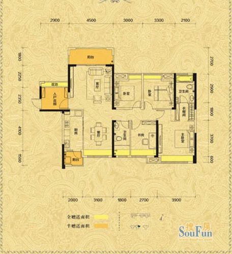 佳兆业东江新城户型图凯撒帝景d户型4室2厅2卫1厨