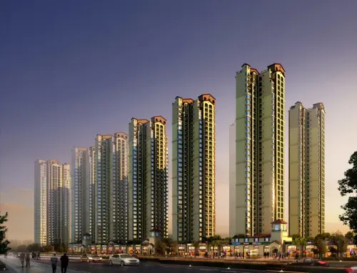 合能十里锦绣效果图黄昏沿街透视效果图