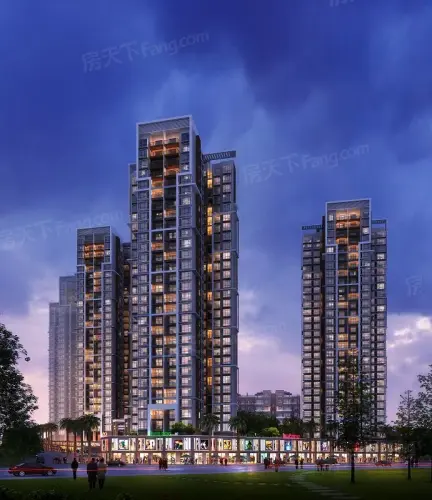 梅岭一号效果图高层夜景效果图