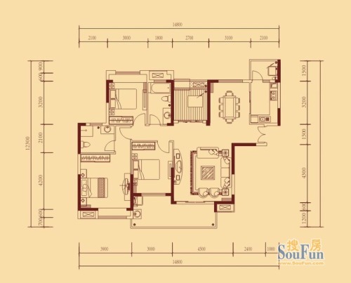 深业·金榜山户型图3栋1单元03,2单元01户型