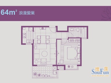 国贸润园户型图户型图 1室2厅1卫1厨