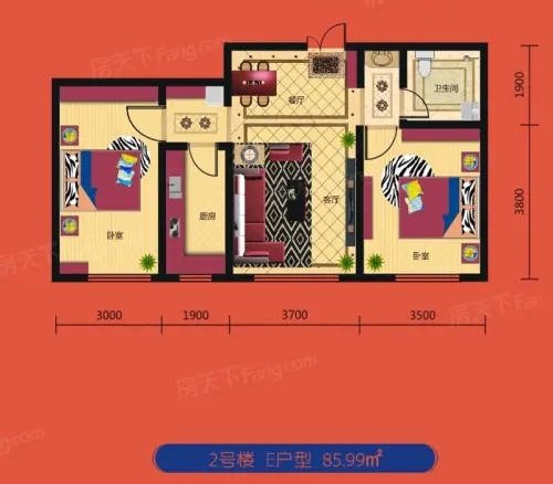 锦程·锦绣家园三期户型图户型图2室2厅1卫1厨