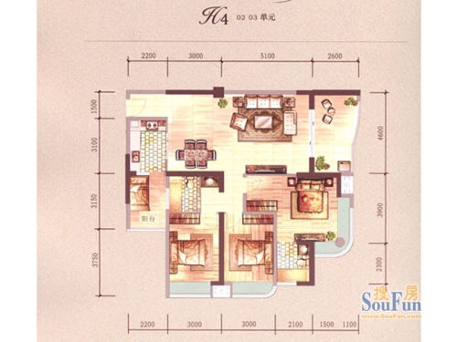 丽水臻品户型图d户型3室2厅2卫1厨138平米3室2厅2卫1厨