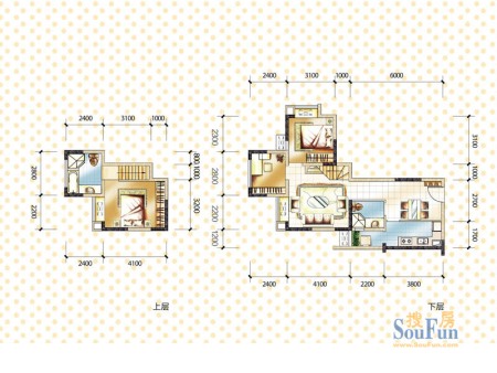 蓝光coco时代跃层总价65万/套 65平米户型点评