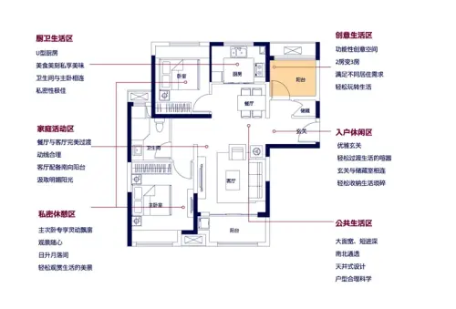 绿地·滨湖印象户型图e2室2厅1卫1厨