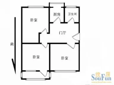 金沙名庭户型图户型图 3室2厅1卫1厨