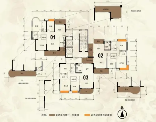 锦盛恒富得户型图9栋,10栋,11栋,12栋01/02/03户型图3室2厅2卫1厨