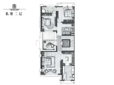 中海紫御豪庭户型图联排别墅g1户型二层 4室4厅5卫1厨