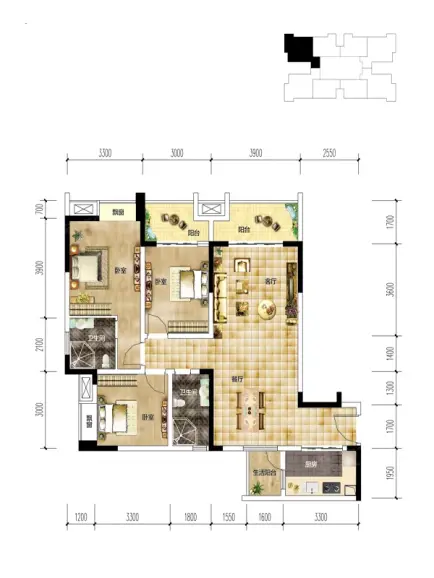 55㎡_康德中央大街户型图-重庆搜房网