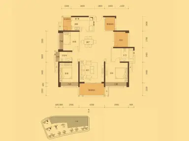 中信凯旋城五期h户型 4室2厅2卫1厨