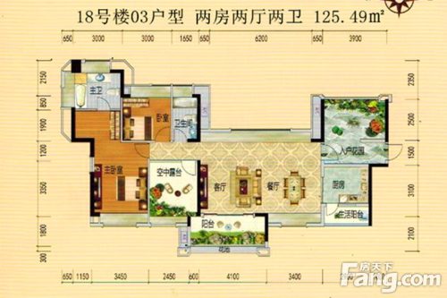 恒福尚城户型图18管理03户型2室2厅2卫1厨