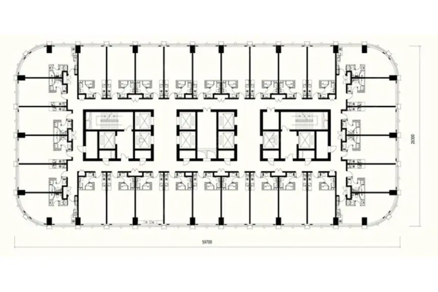 光耀东方文化广场公寓标准层平面图1室1厅1卫1厨 59.