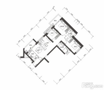 恒大外滩3号房户型图 3室2厅2卫1厨