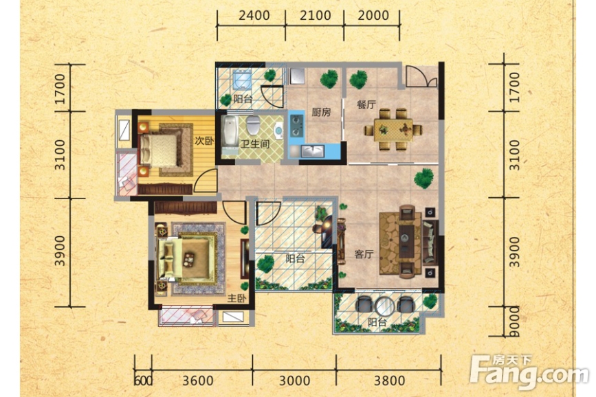 90㎡_金信·世纪锦源户型图-泸州搜房网