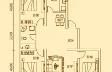 浑河国际城j户型3室2厅1卫1厨116㎡