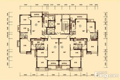 恒大雅苑3号楼2单元平面户型图 3室2厅1卫1厨