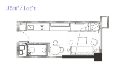 万科金域国际35平loft 1室2厅1卫1厨