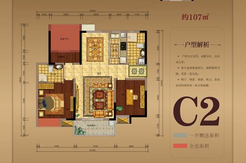 万达广场户型图c2户型图2室2厅2卫1厨