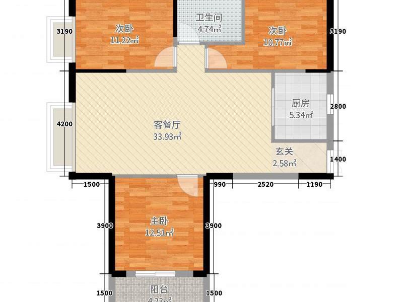 盛世御景 户型(3室1厅1厨1卫 111平米)