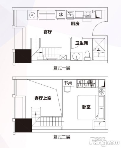 泉州恒大都市广场户型图1单元H户型1室1厅1卫