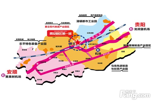交通状况:贵安大道,贵安轻轨,沪昆高速,夏蓉高速,贵黄公路,沪昆高铁