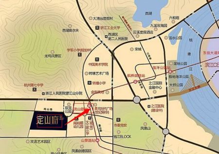 杭州之江转塘镇320国道与象山路交汇处西南 ,紧邻地铁六号线流山路站.