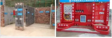 施工工地的消防设施整齐摆放,一应俱全     